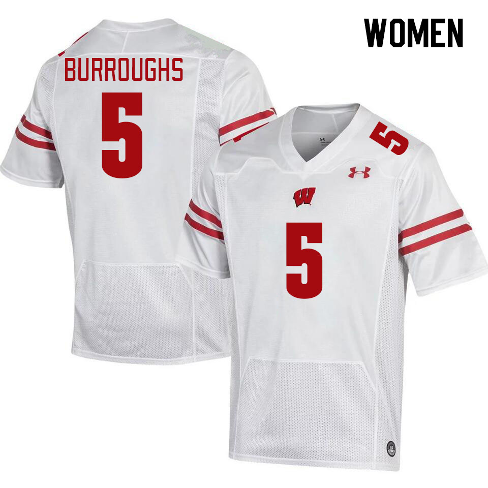 Women #5 Quincy Burroughs Winsconsin Badgers College Football Jerseys Stitched Sale-White